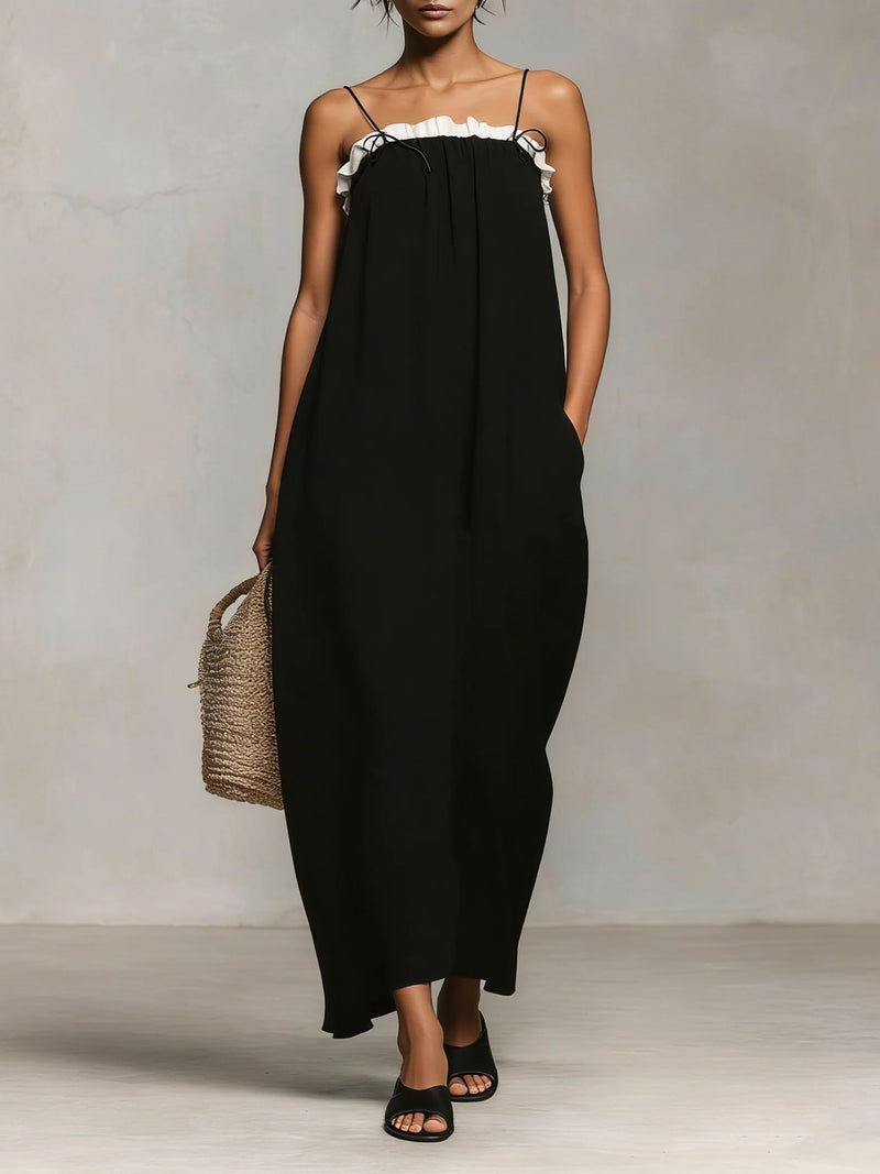 Mirelle™ | Vestido Maxi con Bloques de Color y Tirantes de Espagueti