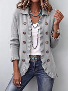 Eloísa | Chaqueta de Punto Gris Jaspeado con Volantes 1