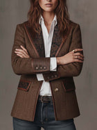 Antonella | Blazer con Insertos de Estampado Chevron 2