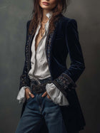 Athénaïs | Vintage Navy Blue Embroidered Long Jacket 3