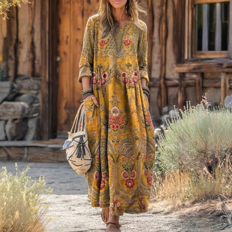 Gabriela | Vestido Maxi Floral de Estilo Libre