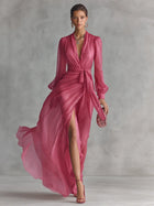 Gloria Vestido Maxi de Gasa con Escote en V 3