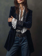Athénaïs | Vintage Navy Blue Embroidered Long Jacket 2