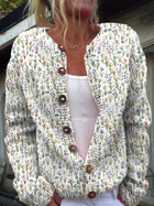 Cárdigan de Botones con Estampado Floral Impreso 1