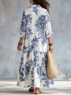 Dalia | Vestido Maxi Acampanado Floral Azul Bohemio 3