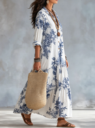 Dalia | Vestido Maxi Acampanado Floral Azul Bohemio 4