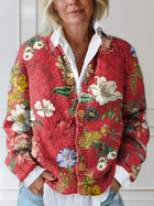 Cárdigan de Botones con Estampado Floral Vintage 1
