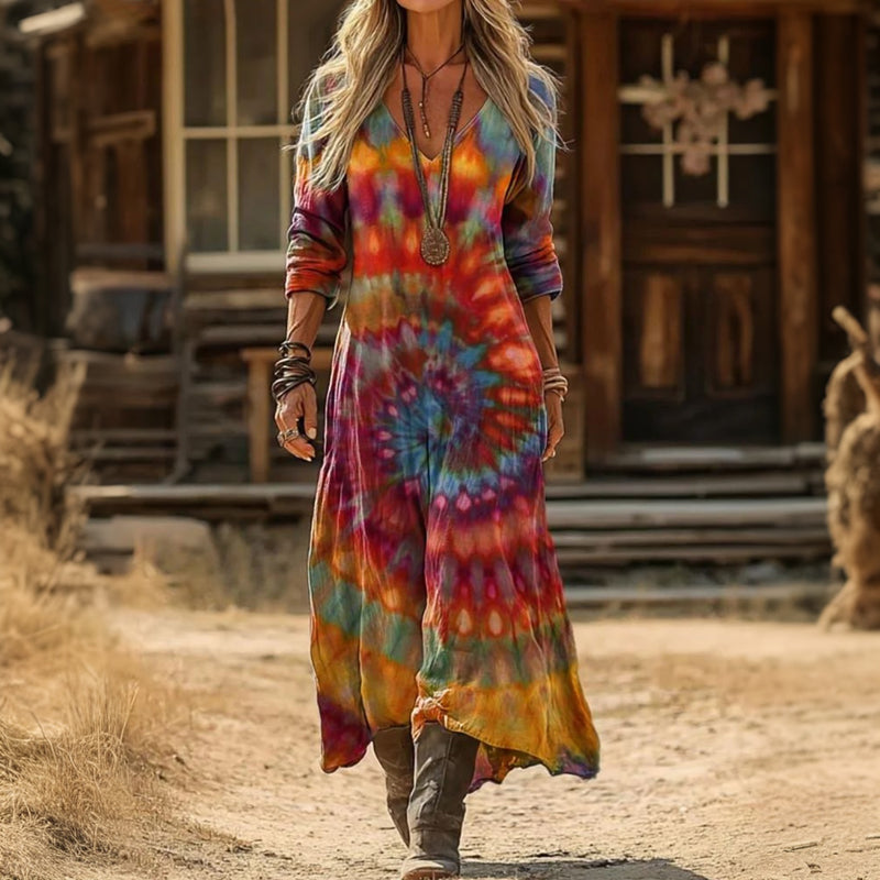Sofía | Vestido Maxi con Estampado de Remolinos