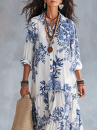 Dalia | Vestido Maxi Acampanado Floral Azul Bohemio 2