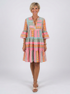 Maelle | Geometric Print V Neck Tiered Knee Length Dress 1