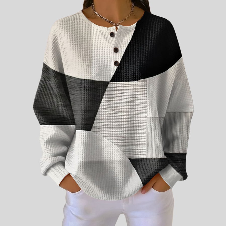 Anabella | Buzo Waffle Cuello Henley