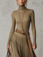 Júlia -  Vestido Maxi Plisado Elegante de Cuello Alto y Manga Larga con Lazo en la Cintura 2