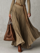 Júlia -  Vestido Maxi Plisado Elegante de Cuello Alto y Manga Larga con Lazo en la Cintura 3