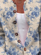 Cárdigan de Botones con Estampado Floral Artístico 4