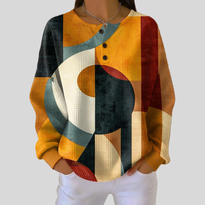 Valeria | Buzo Waffle Estampado Geométrico