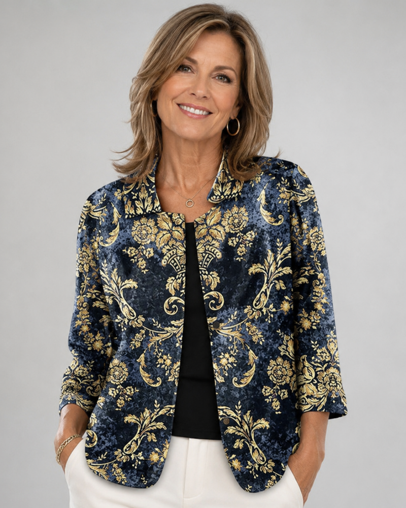 Susana | Chaqueta Abierta con Estampado Ornamental