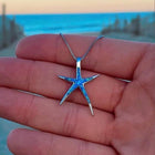 Collar Estrella de mar en opale Azule y Plata 2