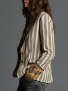 Suzanne | Striped Bohemian Blazer with Printed Collar 2