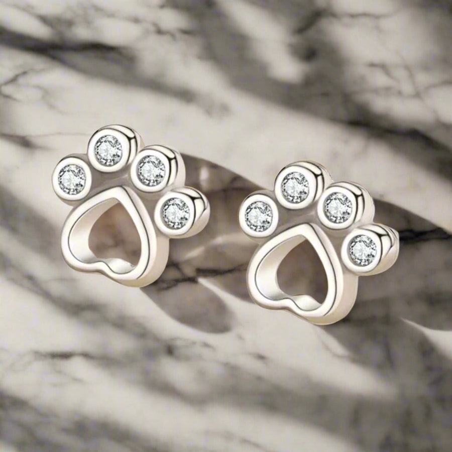 Aretes Huella de Perro en Plata de ley - con óxidos de Zirconia brillantes