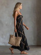 Melisa Vestido Maxi Geométrico con Escote Cuadrado 5