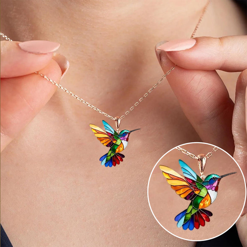 collar colibrí arcoiris