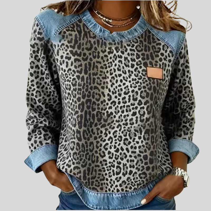 Margarita | Suéter Estampado Leopardo con Cuello Contraste