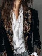 Léontine | Fitted Baroque Print Black Blazer 5