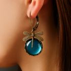 Aretes de libélula esférica en oro antiguo 2