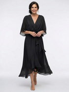 Elysia | V Neck Draped Waist Tie Midi Dress 2