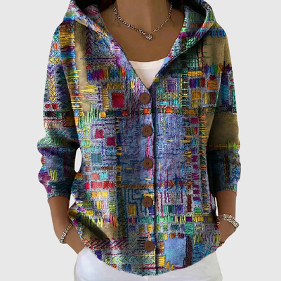 Paloma | Chaqueta de Punto Estampada con Capucha