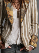 Luciana | Blazer Bohemio a Rayas con Cuello Estampado 5