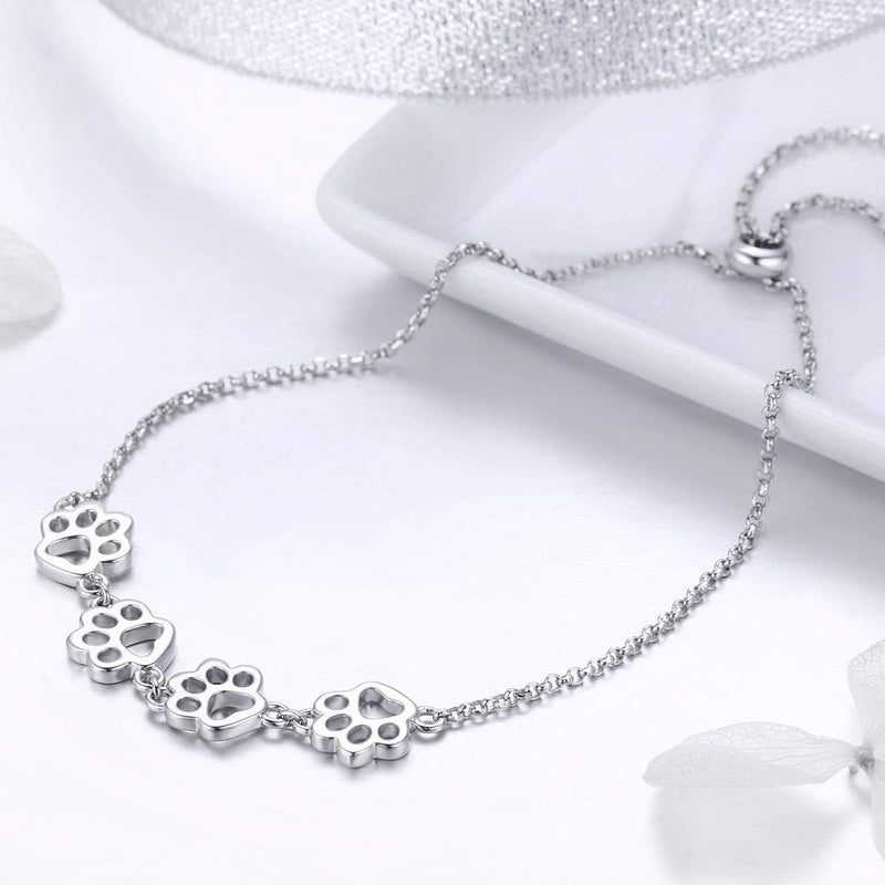 Pulsera Huella de Gato en Plata de ley - Talla ajustable