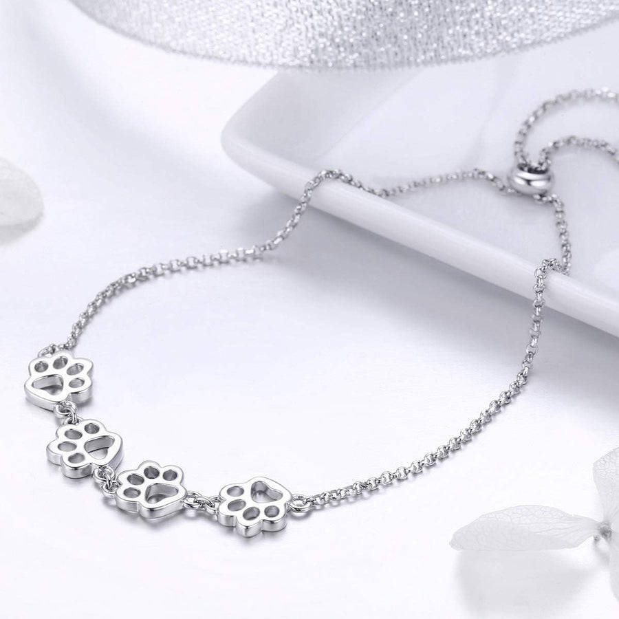 Pulsera Huella de Gato en Plata de ley - Talla ajustable