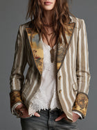Luciana | Blazer Bohemio a Rayas con Cuello Estampado 1