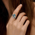 Anillo envolvente bohemio vintage en plata de ley con turquesa y libélula 5