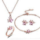 Set de joyería Huella Oro rosa - 4 Pièces con Corazón en Zirconia (Anillo, Collar, Aretes, Pulsera) 3