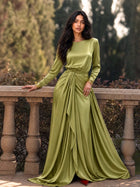 Elegante Vestido Maxi de Satén Drapeado 3
