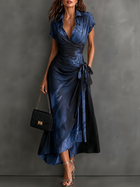 Camilla | Vestido Cruzado Midi Estampado Abstracto Azul 1