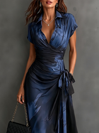 Camilla | Vestido Cruzado Midi Estampado Abstracto Azul 2