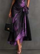 Elisa | Vestido Cruzado Midi Estampado Abstracto Morado 2