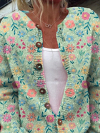 Cárdigan de Botones con Estampado de Patrón Floral 2