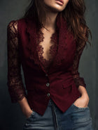 Daniela | Top Blazer Negro con Mangas Semitransparentes 3