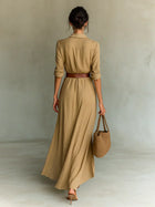 Camille™ | Vestido Maxi con Solapas y Cinturón en la Cintura 3