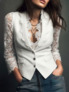 Noémie | Black Blazer Top with Semi-Transparent Sleeves 4