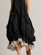 Daniela | Vestido Midi Globo Sin Mangas con Grandes Bolsillos, Capas y Bajo de Volantes 3