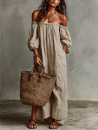 Carmen | Vestido largo de algodón y lino con diseño off-the-shoulder 1