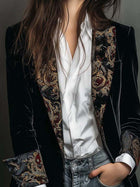 Léontine | Fitted Baroque Print Black Blazer 4