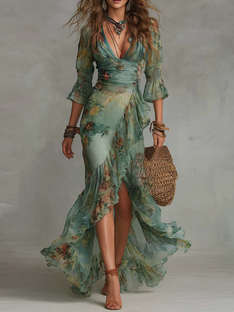 Alma | Vestido largo con estampado floral romántico