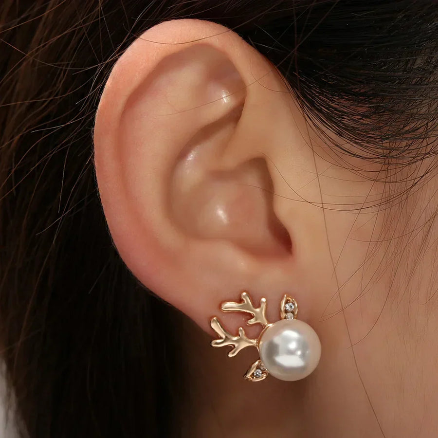Aretes Perlas renne de Noël