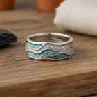 Regina - Anillo de Olas Turquesa en Plata 3